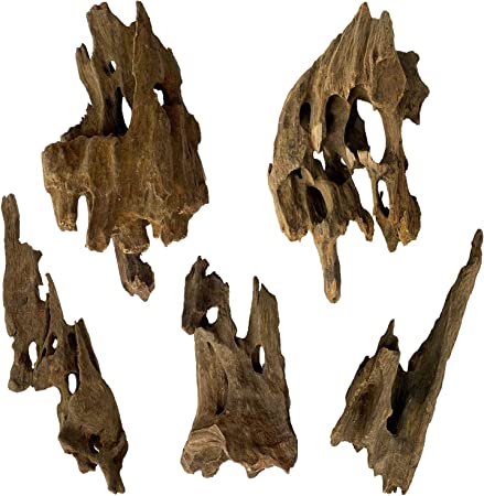 kathson 5 Pack Aquarium Driftwood Natural Wood Assorted Branches Fish Tank Driftwood Decoration Reptiles Habitat Wood Decor