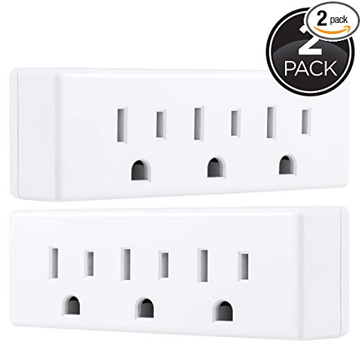 Philips 3 Outlet Adapter, 2 Pack, Power Outlet Splitter, Grounded Wall Tap, Indoor, White, SPS1630W/37