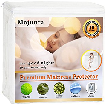 Mojunra Hypoallergenic Waterproof Mattress Protector breathable Fitted Sheet Dust Mite & Bed Bug Protection Mattress Pad Cover Encasements with Deep Pocket (Twin)