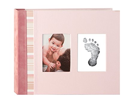 Pearhead Pink Suede Binding Baby Memory Book with Clean-Touch Ink Pad Included, Pink - A Perfect Baby Shower Gift