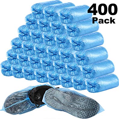 400 Pieces (200 Pairs) Disposable Boot and Shoe Covers for Floor, Carpet, Shoe Protectors, Durable Non-Slip (PE Material)