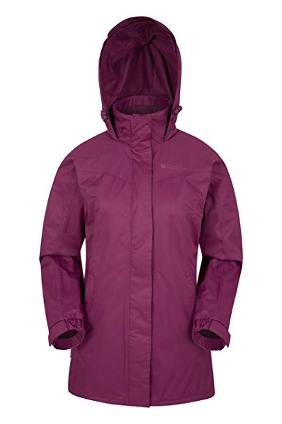 Mountain Warehouse Guelder Womens Winter Long Jacket - Waterproof Rain Coat, Zipped Ladies Coat, Taped Seams, Pack Away Hoodie, Casual Jacket - For All Season Travelling