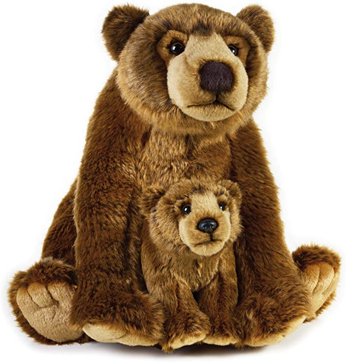 National Geographic Stuffed Animals Plush Toy (2 Piece), Mother with Baby Grizzly NSG