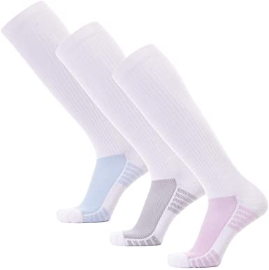 KOLD FEET Men Women Performance Mild Compression Support (15-18mmHg) OTC Crew Quarter Low Cut Cushion Socks (3 pairs)