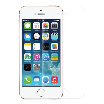 Haoponer Cell Phone Premium Tempered Glass Screen Protector for iPhone 5 5S 5C Transparent