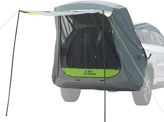 JoyTutus SUV Tailgate Tent with Awning Shade, Car Roof Canopy and Poles, Water Resistant Camping Tent, Outdoor Travel Preferred, Universal Fit Most SUV- Green