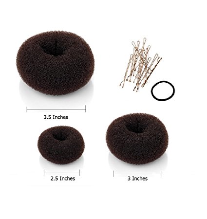 Beaute Galleria - Bundle 3 Pieces Chignon Hair Donuts Ring Style Bun Maker (Large, Medium, Small) (Brown)