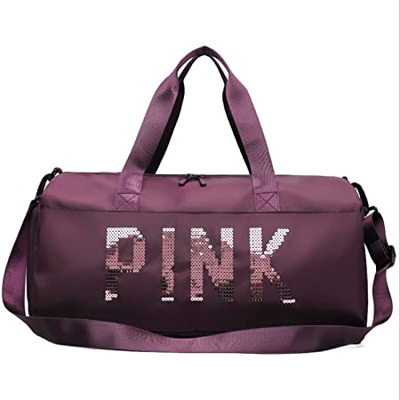 Brim Sport Bags Women Luxury Handbags Travel Duffle Gym Bags with Separate Shoe Compartment (Purple)