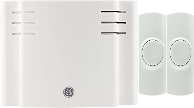 GE Wireless Doorbell Kit, 8 Melodies, 2 Push Buttons, 4 Volume Levels, 150 Ft. Range, Mountable, White, 19297, Battery-Operated Receiver