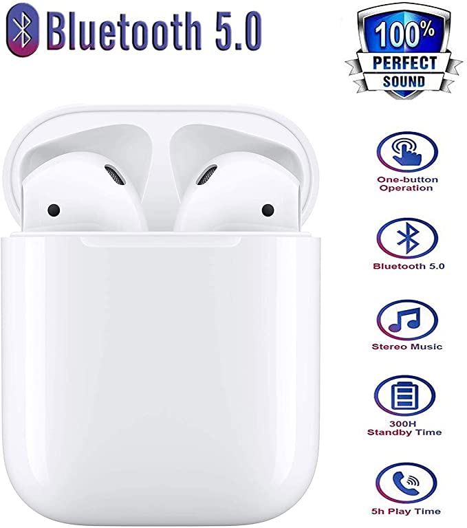 Wireless Earbuds Bluetooth 5.0 Headphones Bluetooth Headset 3D Stereo Pop-ups Auto Pairing Fast Charging,for Apple/AirPods/iPhone/Samsung/Android