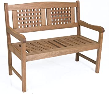 Amazonia Porto 1-Piece Patio 2-Seats Bench | Eucalyptus Wood | Ideal for Outdoors and Indoors, 43Lx20Wx35H