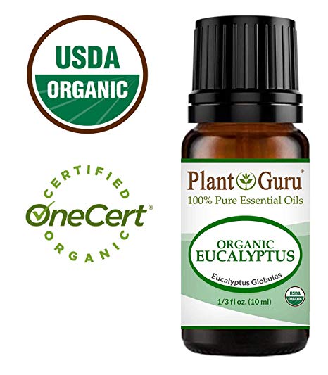 Organic Eucalyptus Essential Oil 10 ml 100% Pure Undiluted USDA Certified Therapeutic Grade for Aromatherapy Diffuser, Sinus Relief, Allergies, Cold and Flu, Cough, Nasal and Chest Congestion