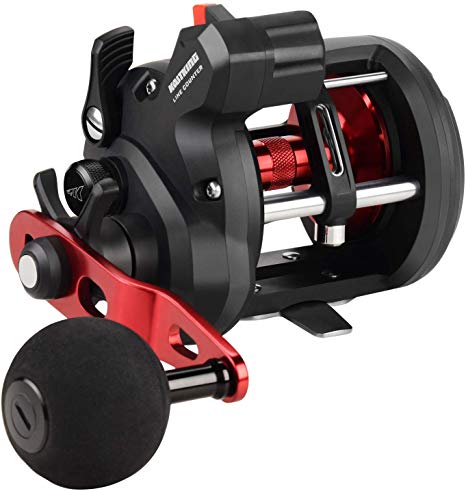 KastKing ReKon Line Counter Trolling Fishing Reel, Round Conventional Baitcasting Reel, Graphite Body, Durable Stainless-Steel and Brass Gears, Large Line Capacity, Powerful Carbon Disc Drag