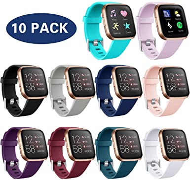 Maledan 10 Packs Bands Compatible with Fitbit Versa 2/Versa 1/Versa SE/Fitbit Versa Lite Smartwatch for Women Men, Small