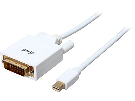 Mini DisplayPort to DVI Cable, White, 10 Feet Mini DP to DVI Cable with Gold Plated Connector, Mini DisplayPort Male (Thunderbolt supported), DVI Male