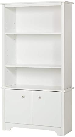 South Shore Furniture Vito 3-Shelf Bookcase with Doors, Pure White