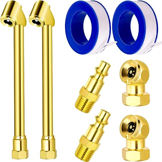 LUMITECO 2 Pack Heavy Duty Air Chuck Set-1/4 Inch Female NPT Closed Ball tire Chuck, Dual Head Air Chuck and Standard Male Quick Plug, Tire Air Fill Kit for Tire Inflator Gauge and Air Compressor