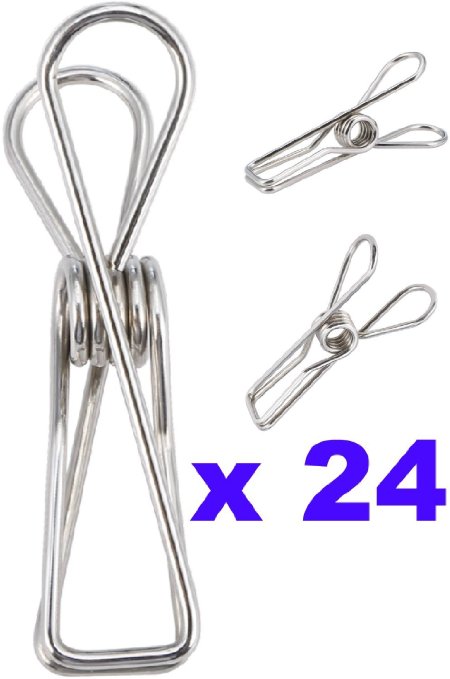 Wire Clips for Drying on Clothesline Clothespins for Laundry Set of 20 with 4 Bonus Clips