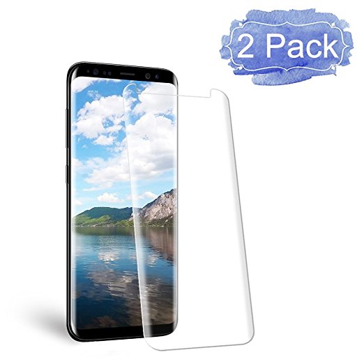 [2 Pack] Galaxy S8 Screen Protector, Auideas [9H Hardness][Anti-Scratch][Anti-Bubble][3D Curved] [High Definition] [Ultra Clear] Tempered Glass Screen Protector for Samsung Galaxy S8