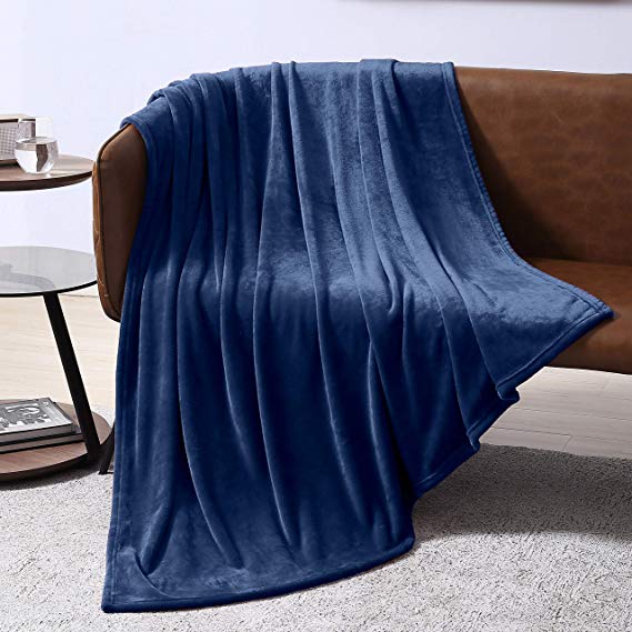 EXQ Home Fleece Blanket Navy Throw Blanket for Couch or Bed - Super Soft Microfiber Fuzzy Flannel Blanket for Adults or Pet