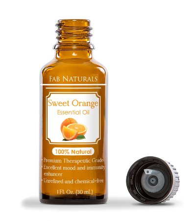 Fab Naturals Sweet Orange Essential Oil 1 Oz. 100% Natural, Pure Oil for Cleaning, Termites, Wood, Ants, Hair, Skin, Furniture Polishing.