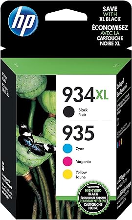 HP 935 / 934XL (N9H66FN) Ink Cartridges (Cyan Magenta Yellow Black) 4-Pack in Retail Packaging (1981033)