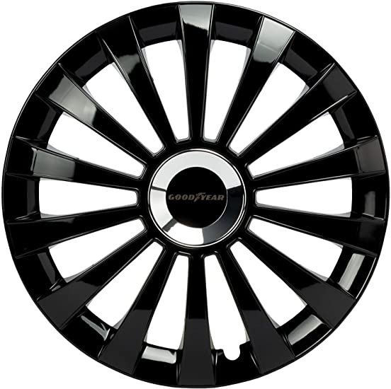 Good Year GOD9032 - Set of 4 Universal Hubcap-Car Wheel Trims Flexo 40, Black, 14 inches
