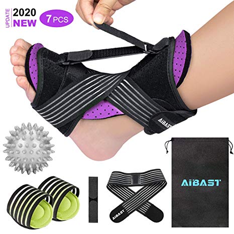 2020 New Upgraded Purple Night Splint for Plantar Fascitis, AiBast Adjustable Ankle Brace Foot Drop Orthotic Brace for Plantar Fasciitis, Arch Foot Pain, Achilles Tendonitis Support for Women, Men