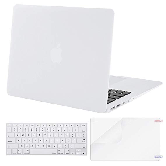 MOSISO Plastic Hard Shell Case with Keyboard Cover with Screen Protector Compatible MacBook Air 11 Inch (Models: A1370 and A1465), White