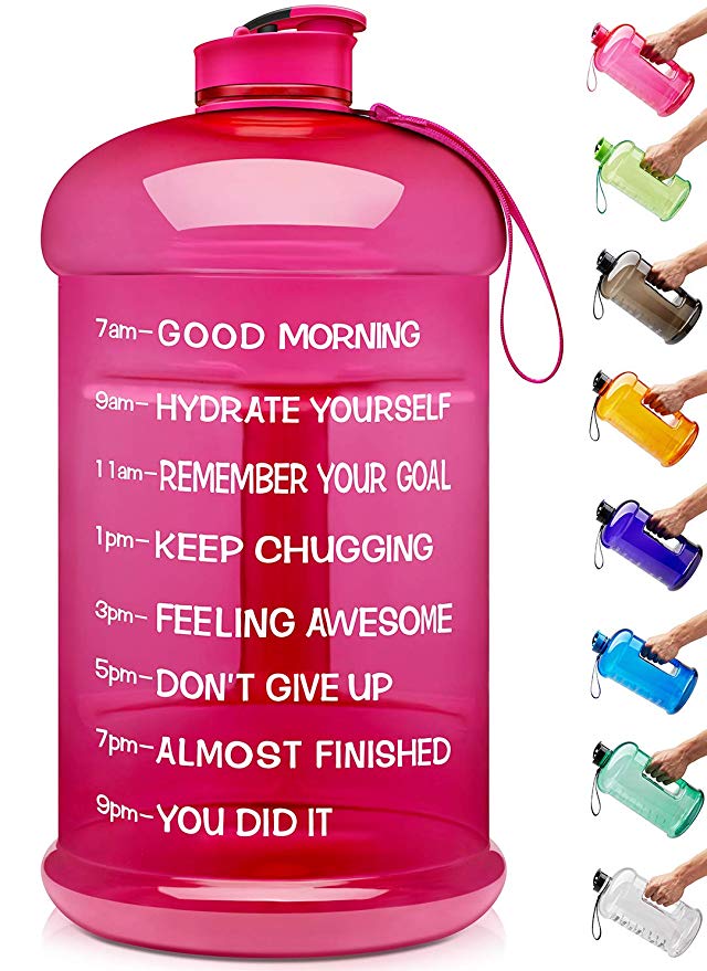 Venture Pal Large 128oz/74oz Leakproof BPA Free Fitness Sports Water Bottle with Motivational Time Marker to Ensure You Drink Enough Water Throughout The Day