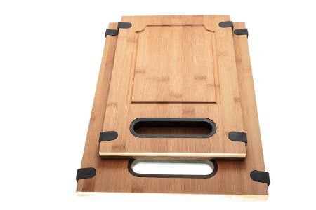 Premium Bamboo Cutting Board Set of 2 ✯ Extra Thick Cutting Boards ✯ Non Slip Cutting Board Set For Safety, Durability & Natural Richly Textured Quality