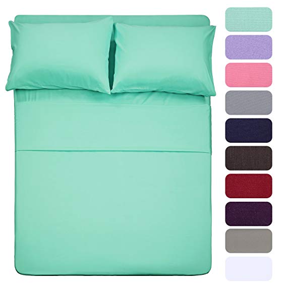 Full Size Sheets Set - 4 Piece (Mint Color) Brushed Microfiber Bed Sheet Set,Deep Pocket,Extra Soft & Fade Resistant,Hypoallergenic by HOMELIKE COLLECTION