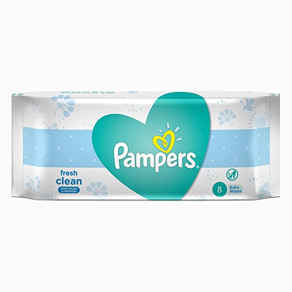 Pampers Fresh Clean Baby Wipes, 8 Sheets