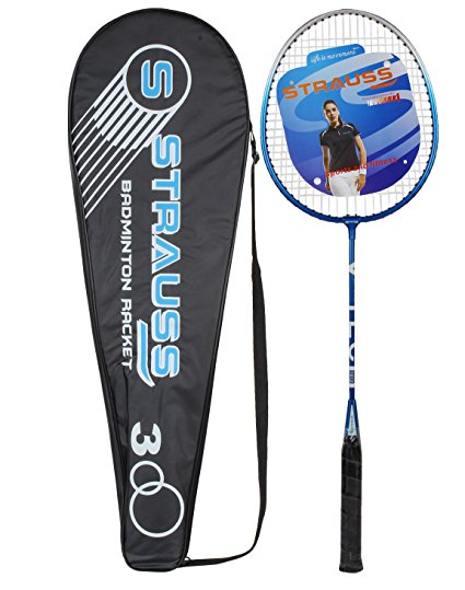 Strauss V-Tech 1012  Badminton Racquet with Full Cover (Black/Blue)