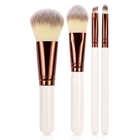 BESTOPE Makeup Brushes 4 Pieces Makeup Brush Set Premium Cosmetics Foundation Blending Blush Eyeliner Face Powder Brush Makeup Brush Kit (White)