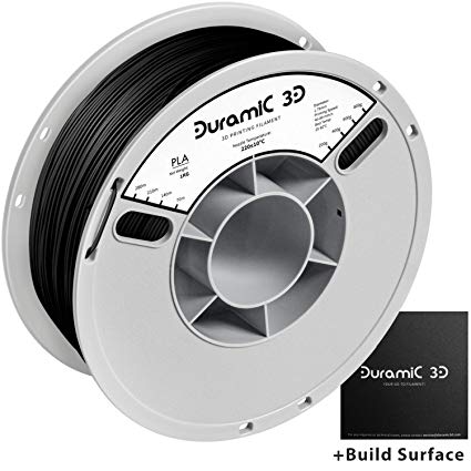 DURAMIC 3D Premium PLA Plus Printer Filament 1.75mm, 3D Printing Filament with Build Surface 200 x 200mm, 1kg Spool(2.2lbs), Dimensional Accuracy  /- 0.05 mm, Black