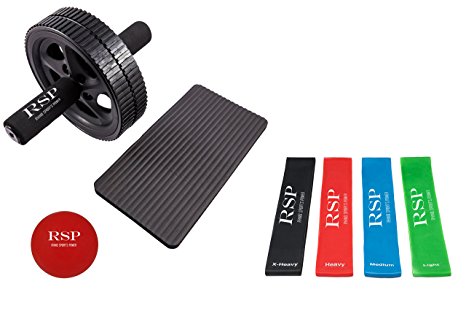 Abdominal & core Exercise Toning Wheel - Get your Dream 6 Pack with our & Ultra Durable Dual Ab Roller with Extra Thick Knee pad 4 set of Resistant Band & Massage Ball Included FREE