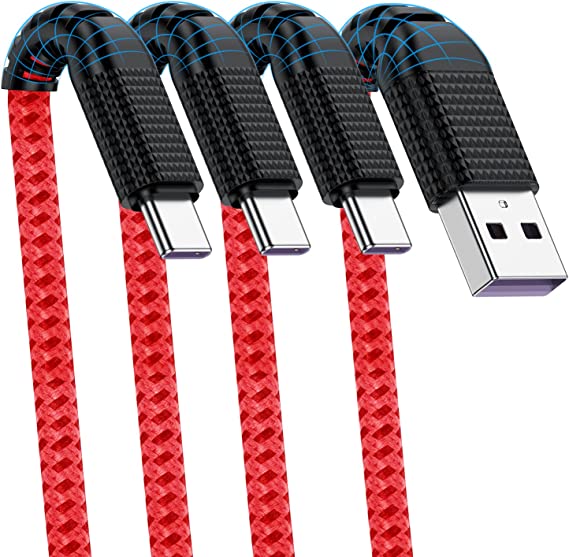 USB A to Type C Cable, Cabepow [3Pack] 3Ft Fast Charging 3 Feet USB Type C Cord for Samsung Galaxy A10/A20/A51/S10/S9/S8, 6 Foot Type C Charger Premium Nylon Braided USB Cable -DarkRed