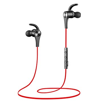 SoundPEATS Bluetooth Headphones Wireless Earbuds 4.1 Magnetic Bluetooth Earphones aptX with Mic for Sports Workout Red(8 Hours Play Time, Noise Cancelling, Hands-Free Calls)