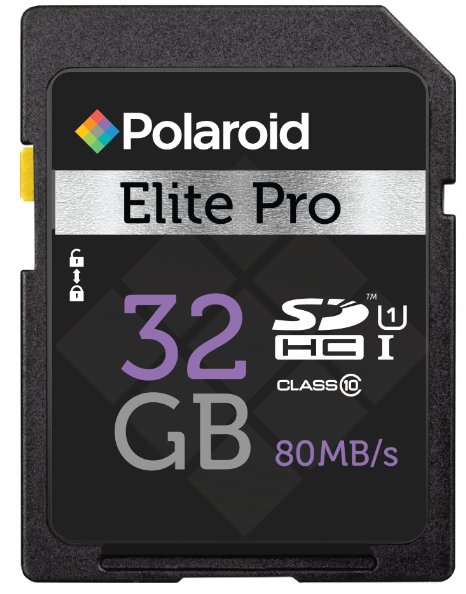 Polaroid Elite-Pro 32GB Class 10 SD Card - SDHC UHS-I, U1 Memory Flash Card Supports HD Video, Thousands of Songs, Photos & More - Up to 80 MB/s