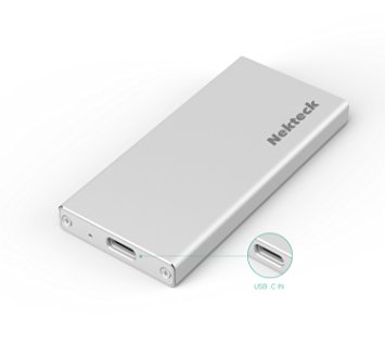 Nekteck Aluminum mSATA to USB 3.0 SSD Enclosure Adapter Case with USB Type C Interface, Built-in ASM1153E Controller - Silver