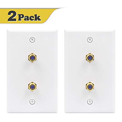 [UL Certified] VCE 2-Port 3GHz F Type RG6 Gold-Plated Keystone Jack Insert Wall Plate (2-Pack)