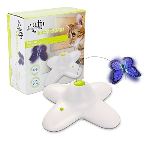 AFP Spinning Teaser Toy Rotating Shiny Butterfly with Two Replacement Flashing Butterflies Cat toy