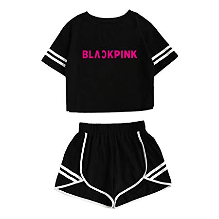 babyHealthy Kpop Blackpink Jennie Jisoo Lisa Rose T-Shirt  Running Shorts Two Piece Suit