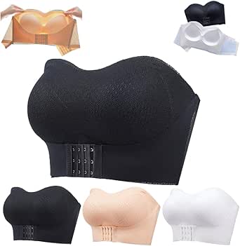 BreezyPush - Breathable Non-Slip Strapless Front Buckle Push-Up Bra, Strapless Bras for Women