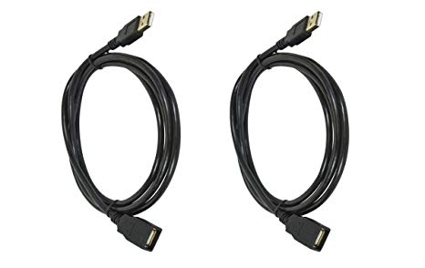 2 Pack USB 2.0 A Male to A Female Extension 28/24 AWG Cable, Gold Plated, 15 Feet, CNE611990