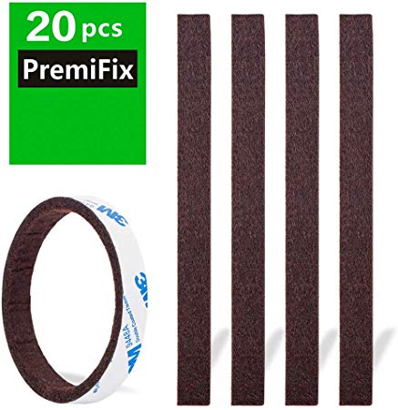Felt Strips 20Pieces Pack 1/2"x 6" Self Adhesive Brown Furniture Felt Strips Anti Scratch Heavy Duty 5mm Thick Floor Protector for Rocking Chair for Hardwood Floor