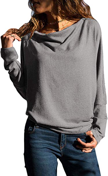 Grace's Secret Womens Tops Long Sleeve T Shirt Cowl Neck Casual Slim Tunic Tops for Women