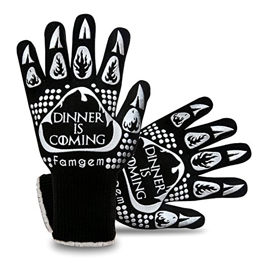 Famgem Grill Gloves Oven Mitts 932°F Extreme Heat Resistant Novetly for Kitchen, Baking, BBQ - 1Pairs