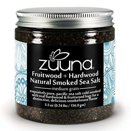 Pure Fruitwood + Hardwood Natural Smoked Sea Salt from ZUUNA® (Medium Grain) 5.5oz; 100% Natural, Gourmet Smoked Sea Salt